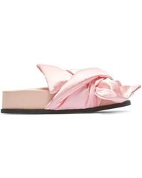N°21 - Bow Silk-Satin Platform Sandals - Lyst