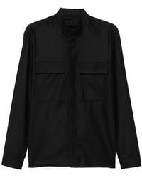 Low Brand - Mandarin-Collar Flap-Pocket Shirt - Lyst