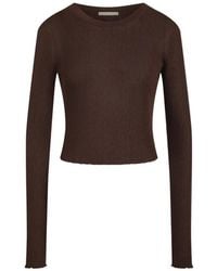 12 STOREEZ - Lattice Ribbed-Knit Cropped Sweater - Lyst