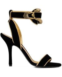 Etro - Velvet High-Heeled Sandals With Animal Buckle - Lyst
