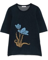 Erdem - T-Shirt En Maille À Fleurs - Lyst