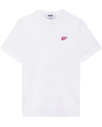 MSGM - Logo-Embroidered T-Shirt - Lyst