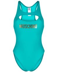 Moschino - Logo Print Cut-out Detail Swimsuit - Lyst