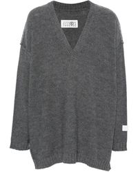 MM6 by Maison Margiela - V-Neck Drop-Shoulder Sweater - Lyst