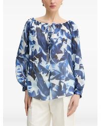 Guess - Leaf-Print Ruffled Blouse - Lyst