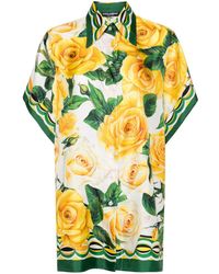 Dolce & Gabbana - Seidenhemd mit Rosen-Print - Lyst