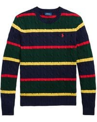 Polo Ralph Lauren - Striped-Pattern Cable-Knit Sweater - Lyst