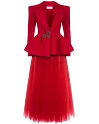 ARAFTU - Peplum Tulle-Panel Dress - Lyst