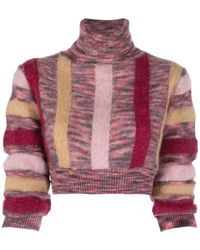 DSquared² - Striped Roll-Neck Crop Jumper - Lyst