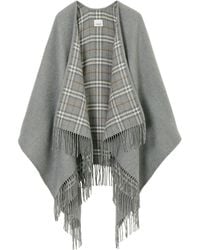 Burberry - Check-print Reversible Wool Cape - Lyst