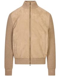 Agnona - Suede-Panelled Ribbed-Knit Jacket - Lyst
