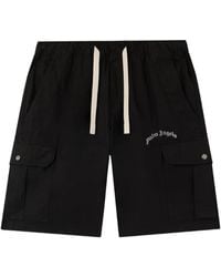 Palm Angels - Curved Printed-Logo Cargo Shorts - Lyst