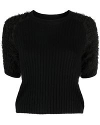 Pinko - Ribbed-knit Short-sleeve Top - Lyst