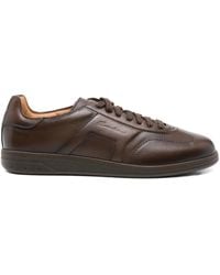 Santoni - Oly Leather Lace-Up Sneakers - Lyst