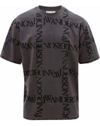 JW Anderson - Camiseta con cuadrícula y logo - Lyst
