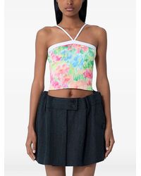 Prada - Cropped Top Met Bloemen - Lyst