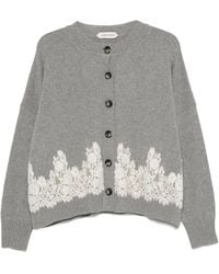 Alberta Ferretti - Cardigan Bordé De Dentelle - Lyst
