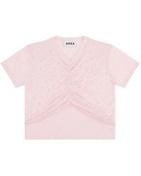 Area - Top Fruncido Con Detalle De Cristales - Lyst