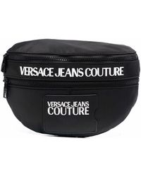 Marsupio con stampaVersace Jeans Couture in Denim da Uomo colore Nero Uomo Borse da Marsupi e borsette da cintura da 
