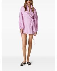 Pink - Striped Wrap Dress - Lyst