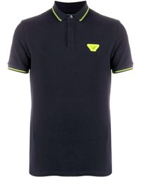 Emporio Armani Poloshirt Met Neon Afwerking - Blauw