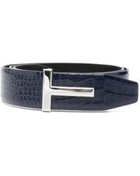 Tom Ford - Crocodile-Effect Leather Belt - Lyst