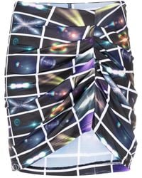 Maisie Wilen - Graphic-Print Ruched Miniskirt - Lyst