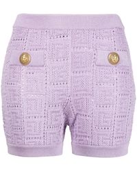 Balmain - Monogram Mesh Knitted Shorts - Lyst