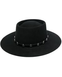 Philipp Plein - Stud-Embellished Wool Boater Hat - Lyst