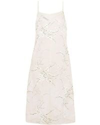 Prada - Embroidered Silk Organza Midi Dress - Lyst