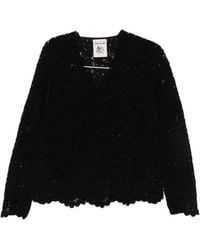 Semicouture - Lace V-Neck Knit - Lyst