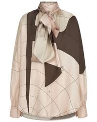 Ferragamo - Sash-Detailed Silk Shirt - Lyst