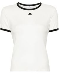 Courreges - Logo-Patch-T-Shirt mit Kontrastbesatz - Lyst