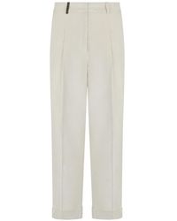 Peserico - Pleated-Front Cuffed-Hem Trousers - Lyst