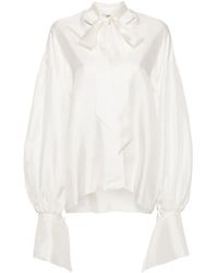 MANURI - Gathered Silk Blouse - Lyst