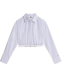 Tommy Hilfiger - Striped-Pattern Cropped Shirt - Lyst