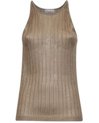 Brunello Cucinelli - Top de canalé con cuello redondo - Lyst