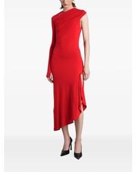 Marine Serre - Asymmetric Crepe Jersey And Plumetis Long Dress - Lyst