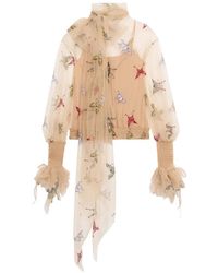 Blumarine - Butterfly-Embroidered Mesh Blouse - Lyst