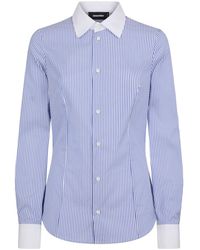 DSquared² - Contrast-collar Striped Cotton Shirt - Lyst