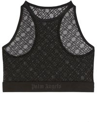 Palm Angels - Sheer-Lace Logo Racerback Bra - Lyst