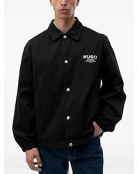 HUGO - Logo-Print Button-Up Jacket - Lyst