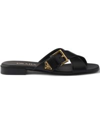 Prada - Sandali Con Fibbia E Fasce Incrociate - Lyst