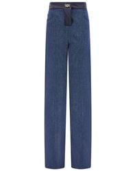 Ferragamo - Leather-Trim Five-Pockets Jeans - Lyst