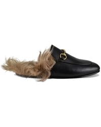 Gucci - Princetown Fur-lined Leather Mule - Lyst