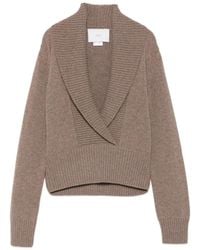 Vanisé - Shawl-Collar Ribbed-Trim Sweater - Lyst