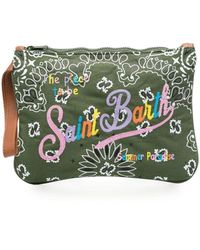 Womens Bags Makeup bags and cosmetic cases Love Stories Embroidered Striped Satin Wash Bag in Green 