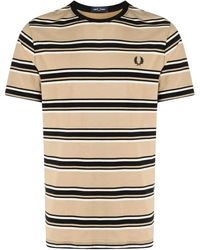 Fred Perry - Logo-Embroidered Striped Cotton T-Shirt - Lyst