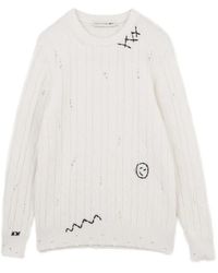 Joshua Sanders - Distressed Cable-Knit Sweater - Lyst
