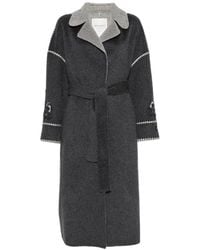ERMANNO FIRENZE - Floral-Embroidered Belted Coat - Lyst
